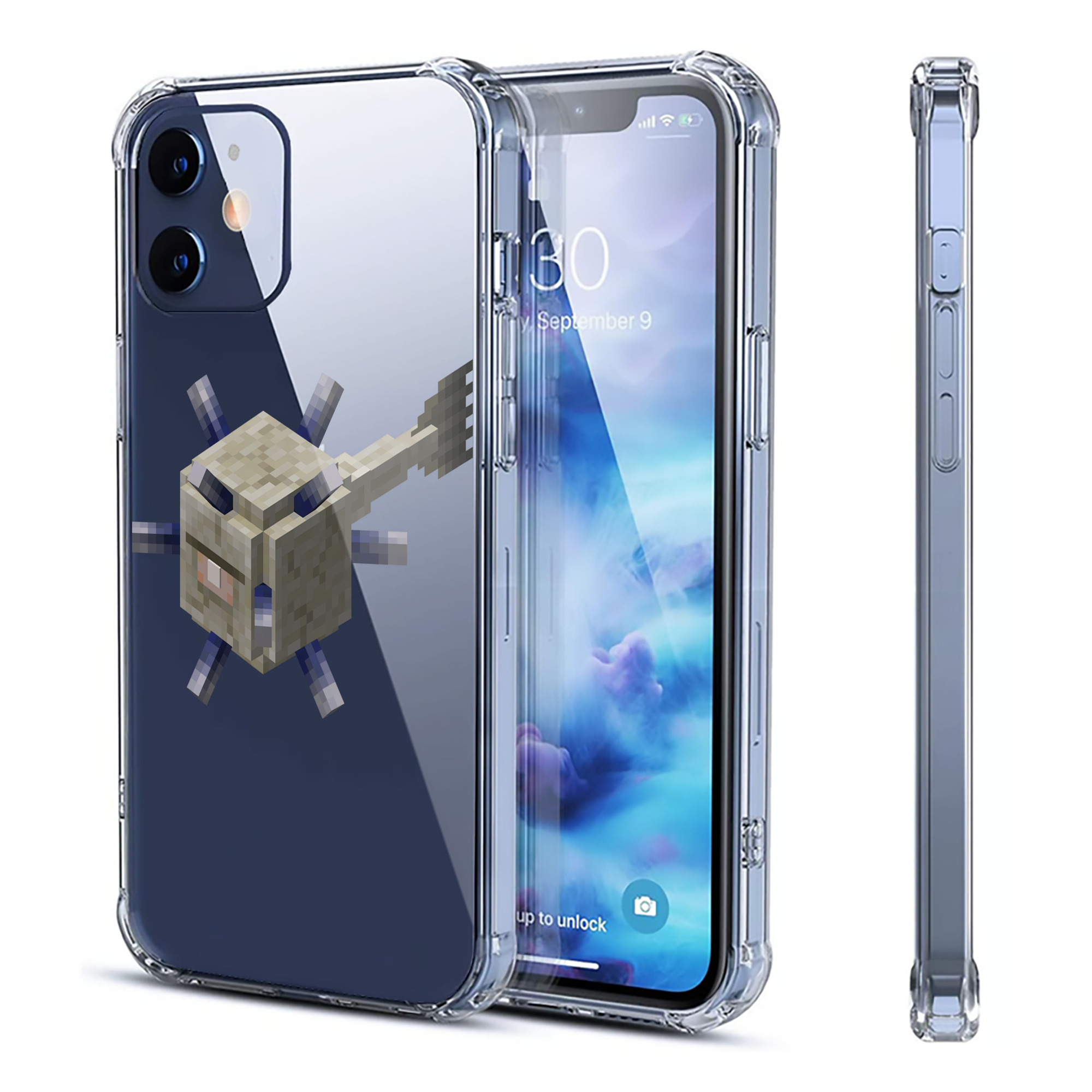 （画像用） マインクラフト ブロックの世界 Minecraft MC Block world 【iPhone 12シリーズ対応】透明スマホケース（クリアソフトケース）